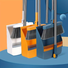 3pcs Rotating High Folding Broom and Dustpan Combo, Thickened and Lengthened