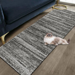 Dark Grey Abstract Area Rug Retro Modern Low Pile Hallway Runner Rug Long Rugs