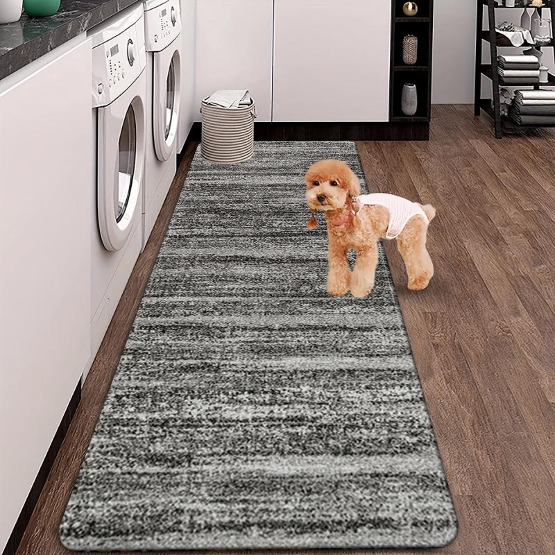 Dark Grey Abstract Area Rug Retro Modern Low Pile Hallway Runner Rug Long Rugs