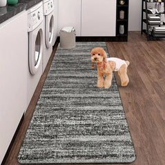 Dark Grey Abstract Area Rug Retro Modern Low Pile Hallway Runner Rug Long Rugs