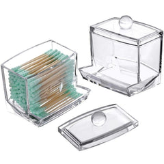 Transparent Plastic Cotton Swabs Box Holder Dispenser