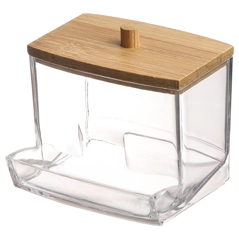 Transparent Plastic Cotton Swabs Box Holder Dispenser