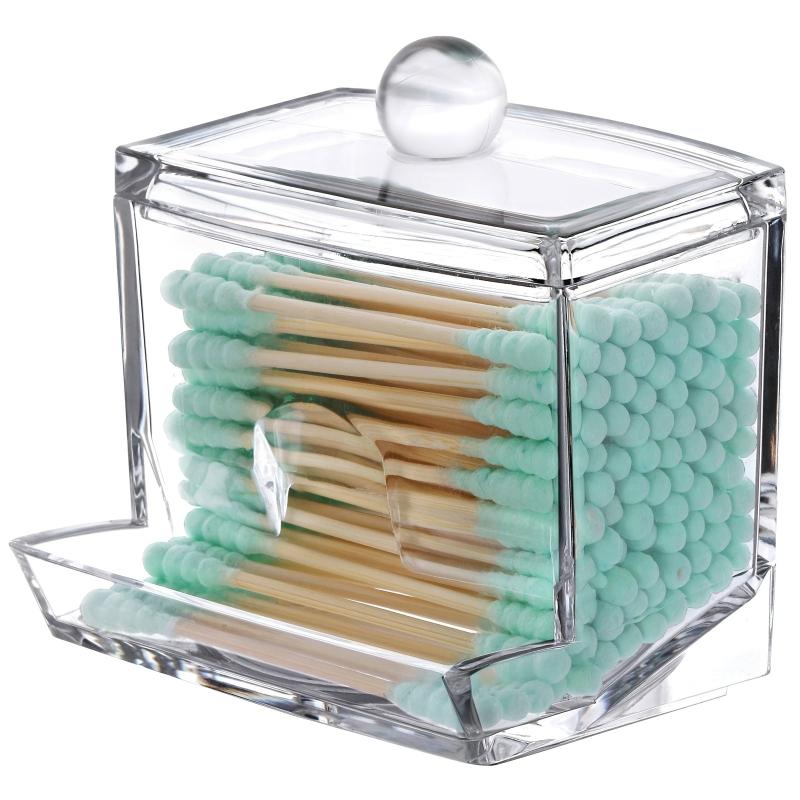 Transparent Plastic Cotton Swabs Box Holder Dispenser