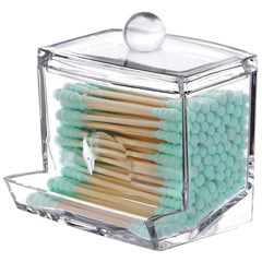Transparent Plastic Cotton Swabs Box Holder Dispenser