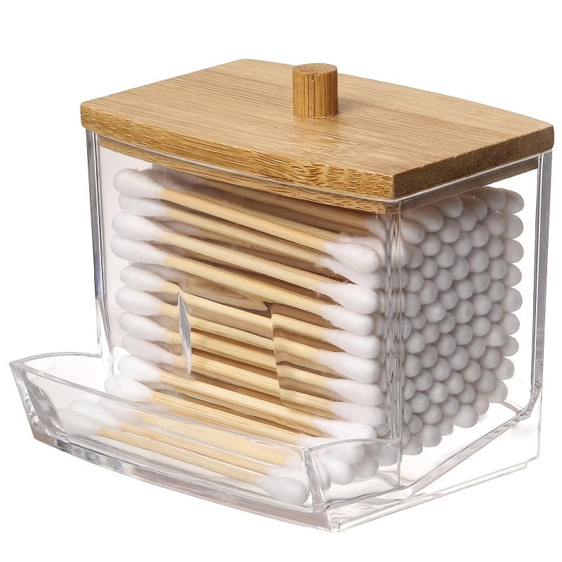 Transparent Plastic Cotton Swabs Box Holder Dispenser