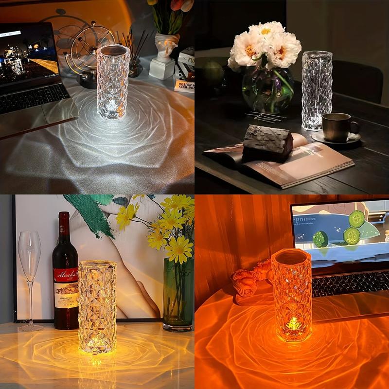Crystal Table Lamp Rose Light 16 Colors Changing RGB Touch & Remote Control