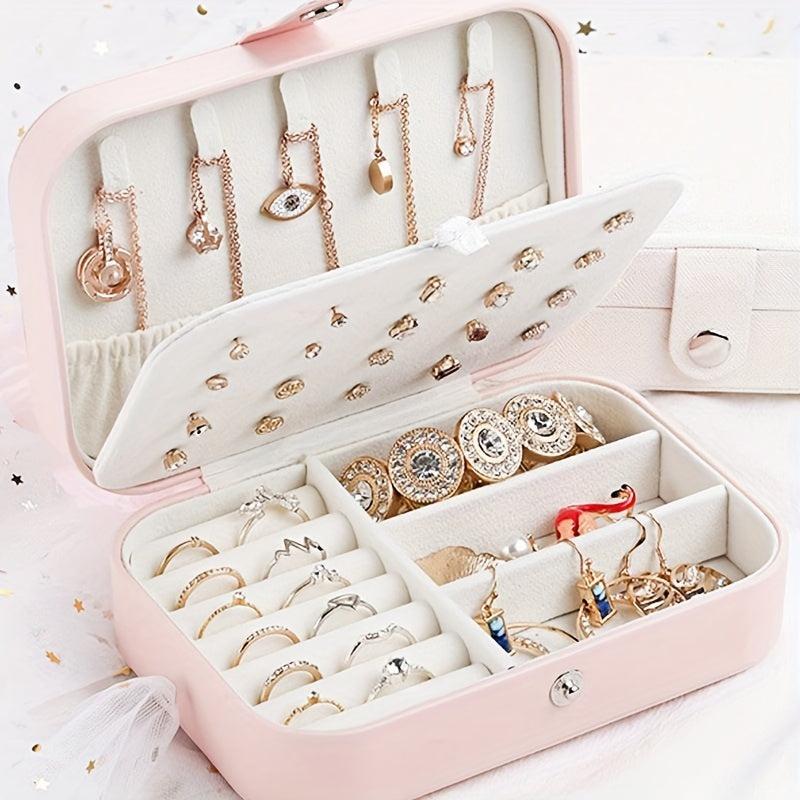 Portable Double Layer Jewelry Storage Box Organize Earrings Necklaces Rings