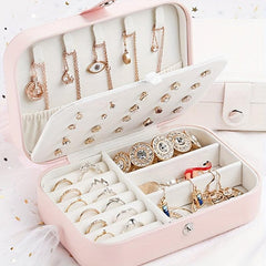 Portable Double Layer Jewelry Storage Box Organize Earrings Necklaces Rings