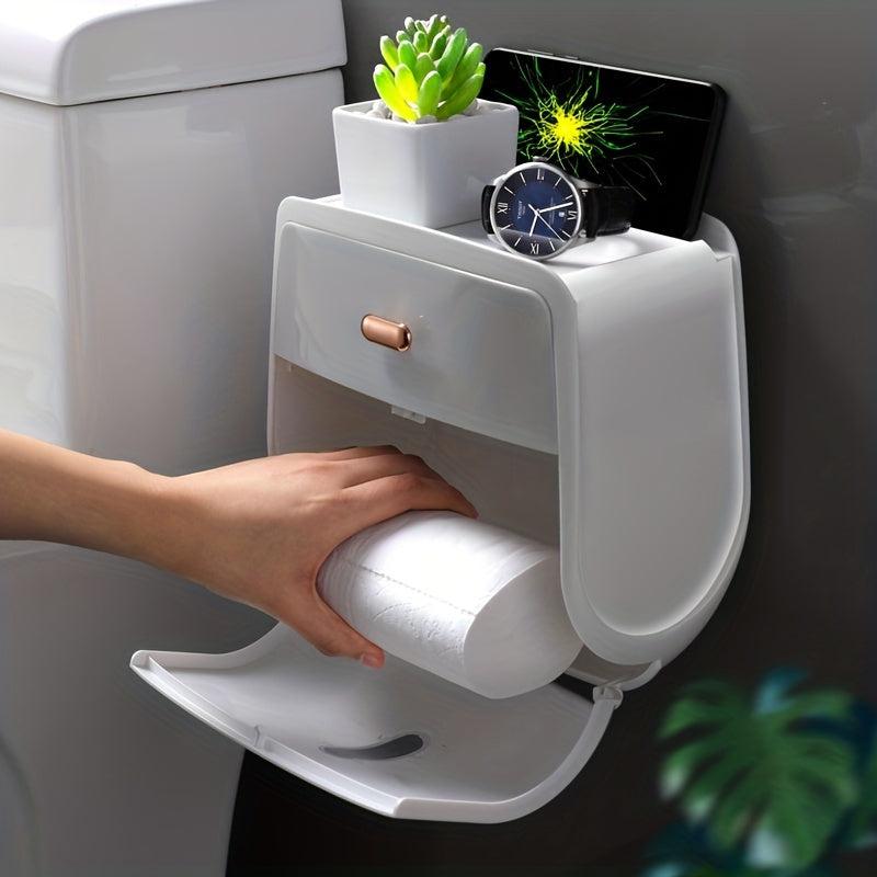 Toilet Roll Holder Double Layer Large Capacity Tissue Storage Box