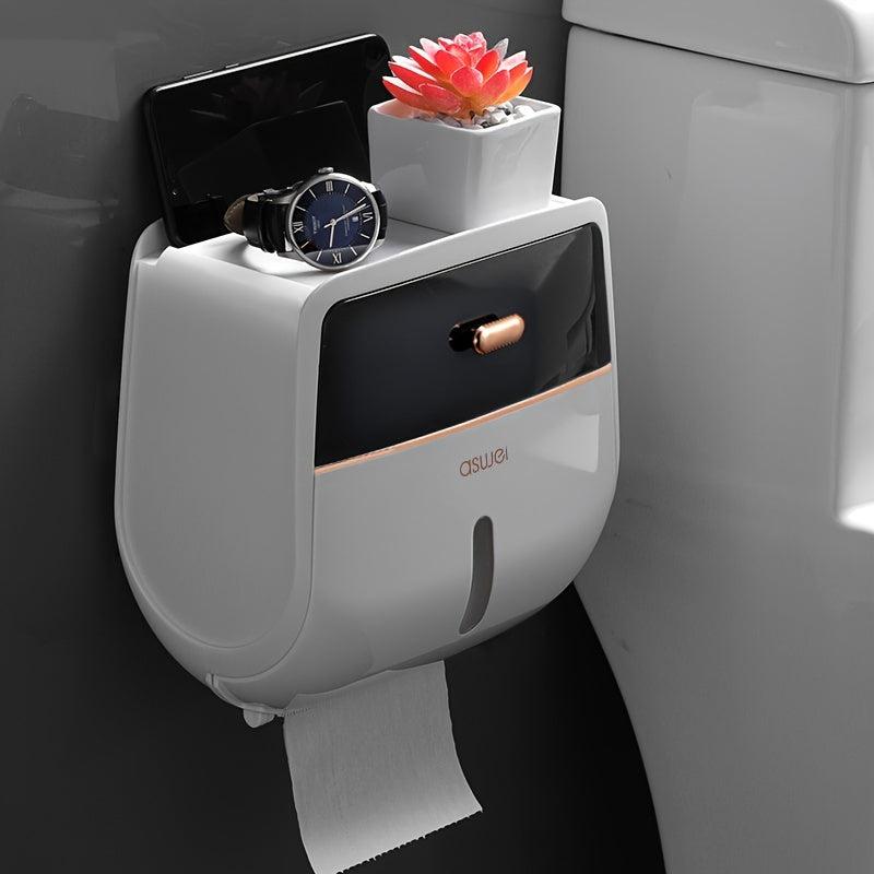 Toilet Roll Holder Double Layer Large Capacity Tissue Storage Box