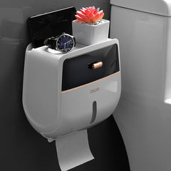 Toilet Roll Holder Double Layer Large Capacity Tissue Storage Box