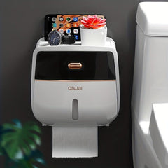 Toilet Roll Holder Double Layer Large Capacity Tissue Storage Box