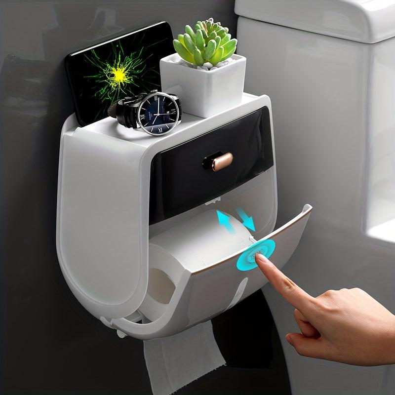 Toilet Roll Holder Double Layer Large Capacity Tissue Storage Box