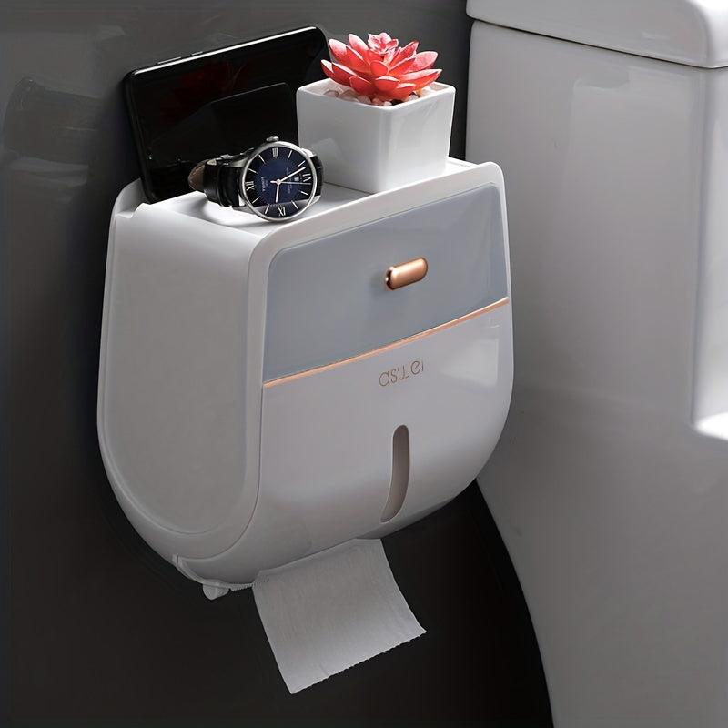 Toilet Roll Holder Double Layer Large Capacity Tissue Storage Box