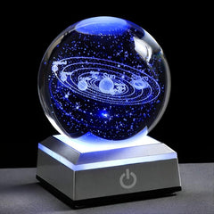 Small 3D Solar System Crystal Ball with LED Base Night Light