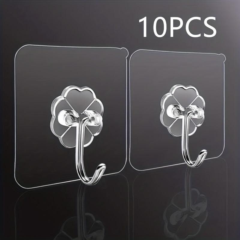 10pcs Transparent Adhesive Hooks Waterproof Adhesive Hook