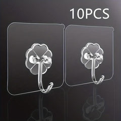 10pcs Transparent Adhesive Hooks Waterproof Adhesive Hook