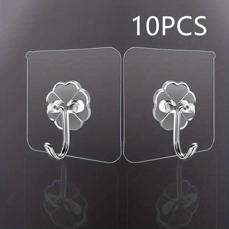 10pcs Transparent Adhesive Hooks Waterproof Adhesive Hook