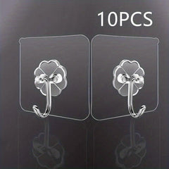 10pcs Transparent Adhesive Hooks Waterproof Adhesive Hook