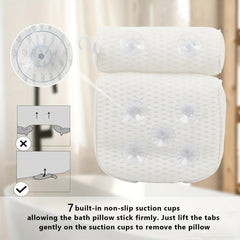 Spa Bathtub Pillow with Suction Cups for Neck & Back Support