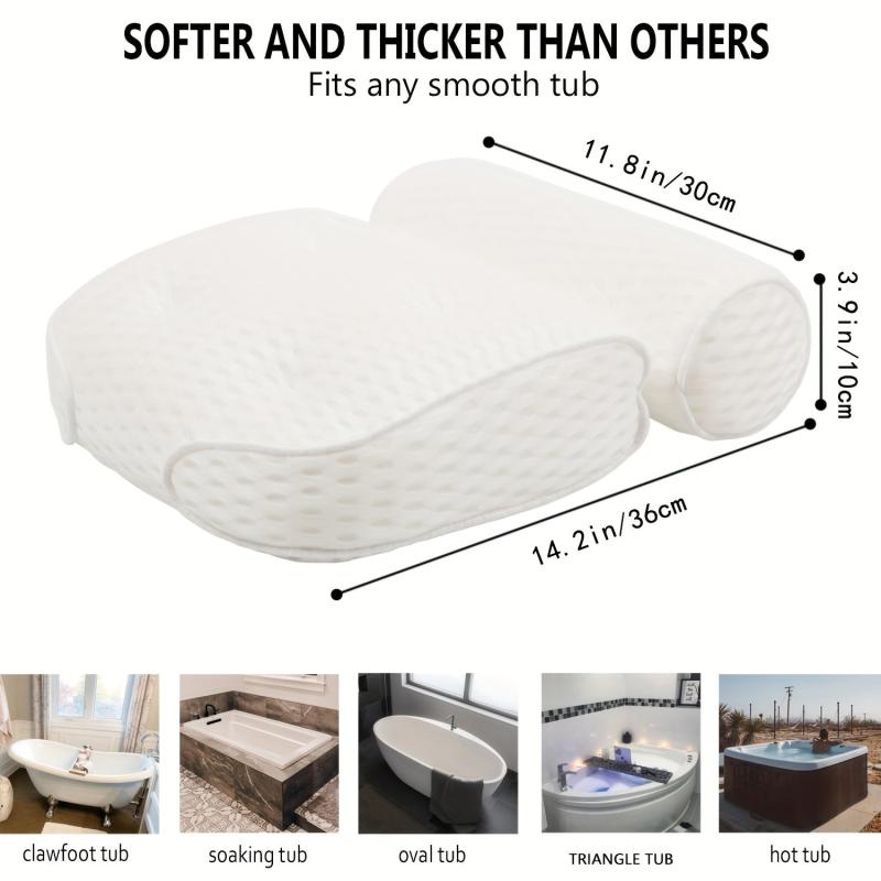 Spa Bathtub Pillow with Suction Cups for Neck & Back Support