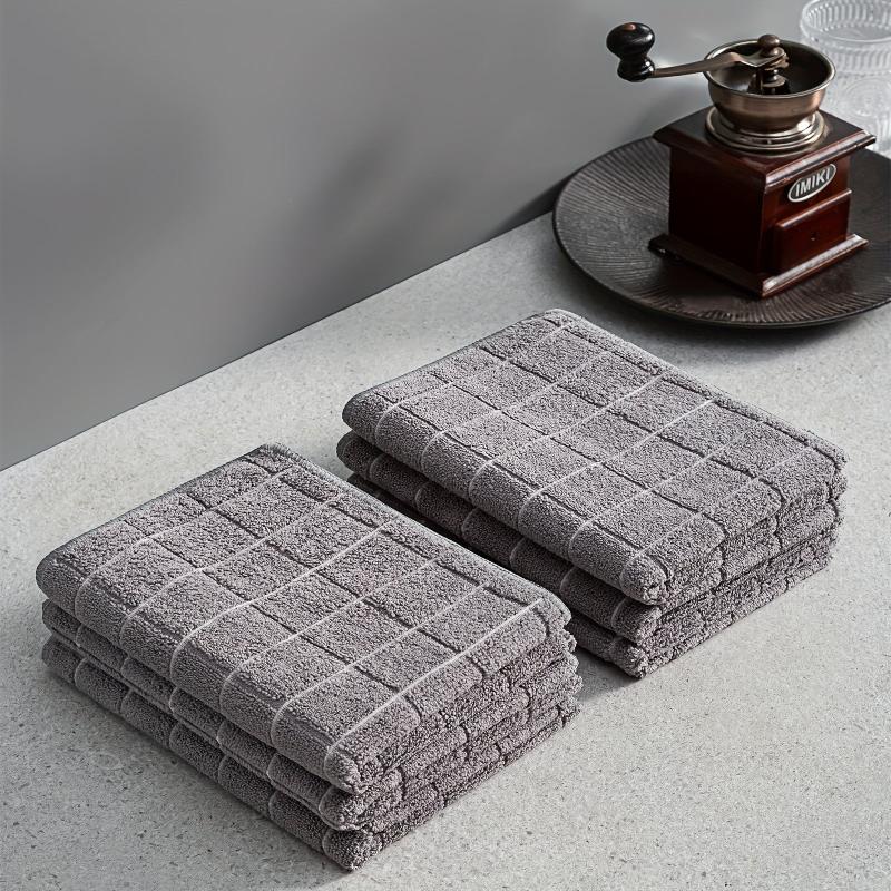 5pcs Checkered Cleaning Small Rag Solid Cleaning Cloth Antibacterial Washable