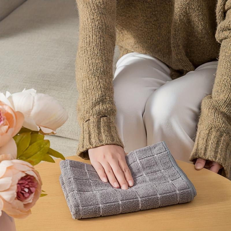 5pcs Checkered Cleaning Small Rag Solid Cleaning Cloth Antibacterial Washable
