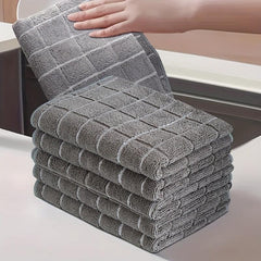 5pcs Checkered Cleaning Small Rag Solid Cleaning Cloth Antibacterial Washable
