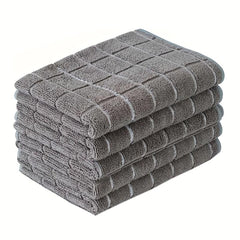 5pcs Checkered Cleaning Small Rag Solid Cleaning Cloth Antibacterial Washable