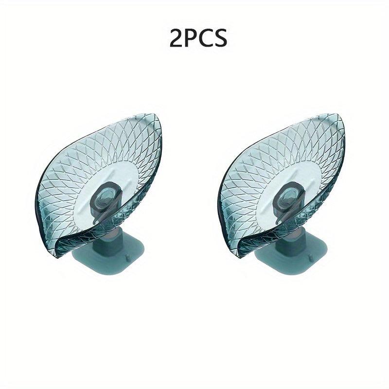Leaf Drain Soap Box with Suction Cup for Bathroom Organization