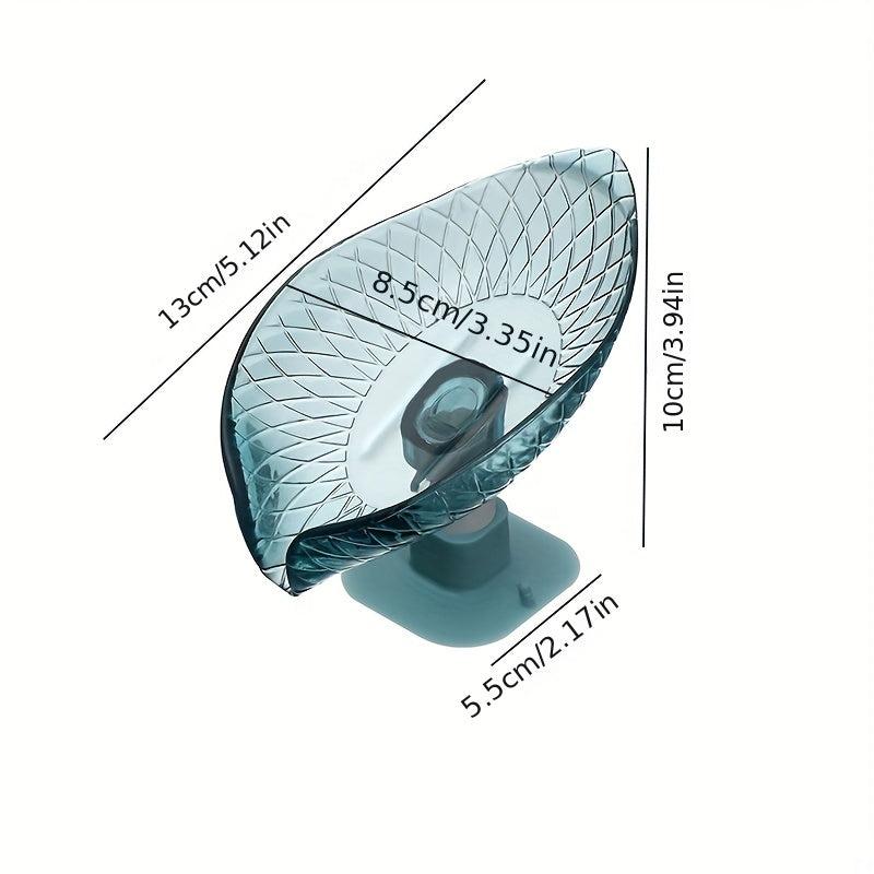 Leaf Drain Soap Box with Suction Cup for Bathroom Organization
