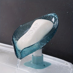 Leaf Drain Soap Box with Suction Cup for Bathroom Organization