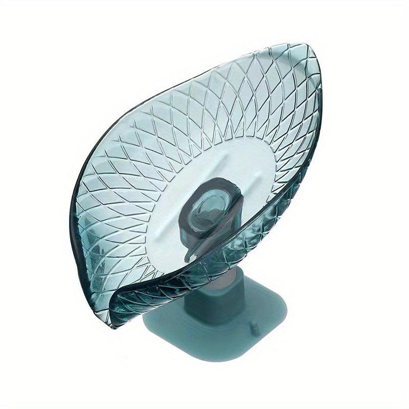 Leaf Drain Soap Box with Suction Cup for Bathroom Organization