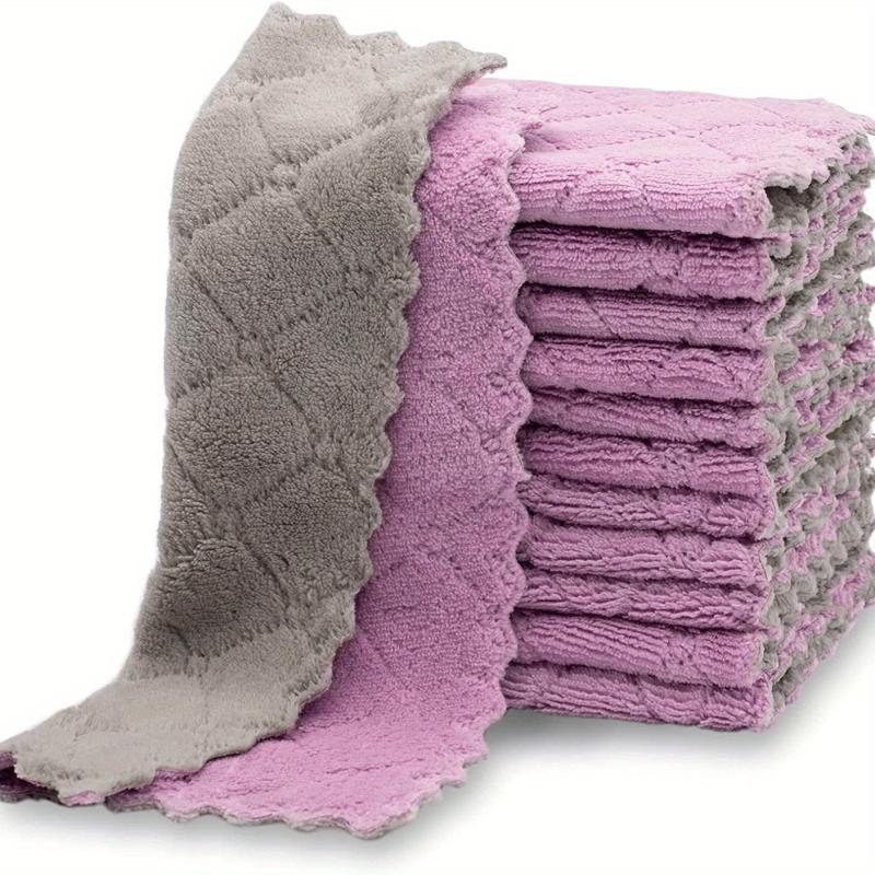 10pcs Microfiber Dish Cloths Double-Sided Towels Strong Stain Removal