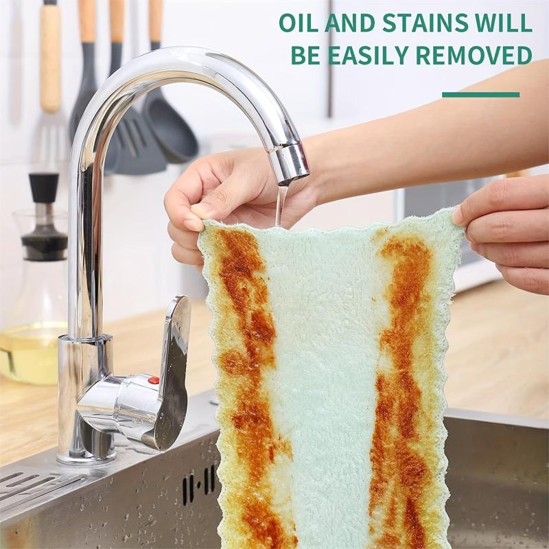 10pcs Microfiber Dish Cloths Double-Sided Towels Strong Stain Removal