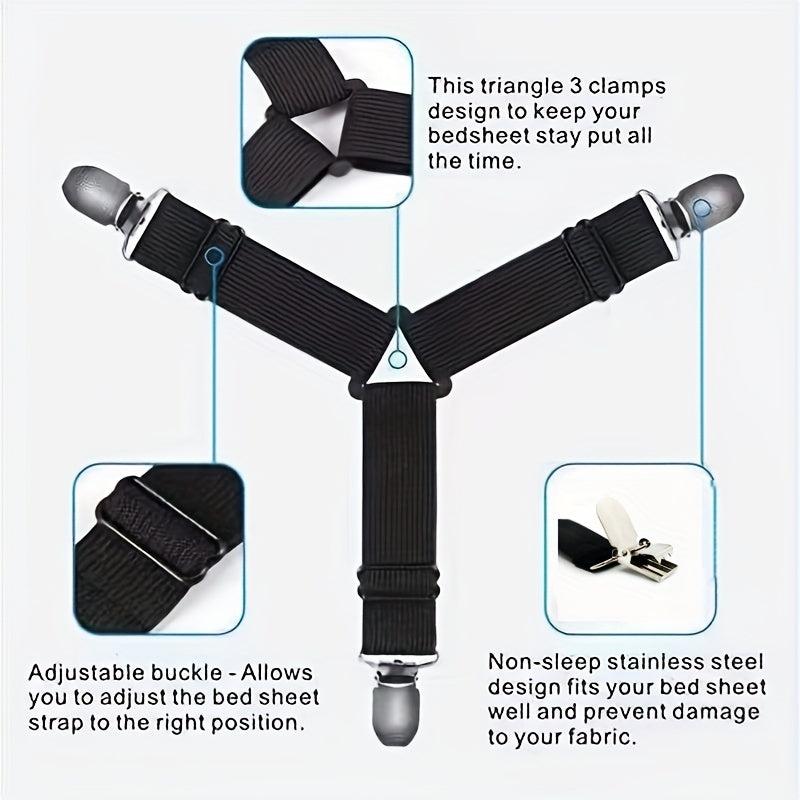 Adjustable Bed Sheet Straps Corner Clips Fasteners Gripper