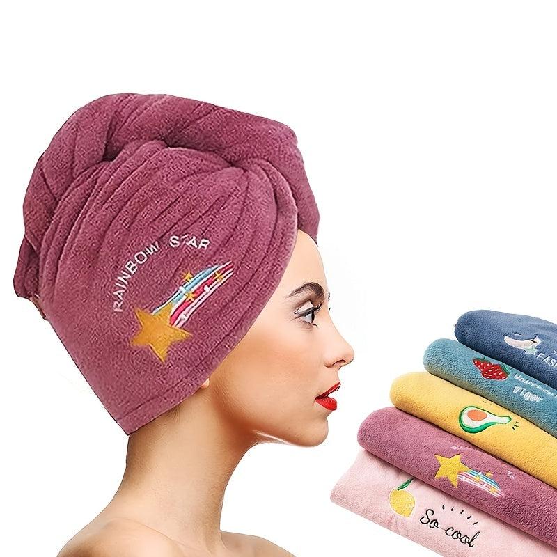 Soft Coral Velvet Women's Hair Towel - Quick Dry, Purple Pink Yellow