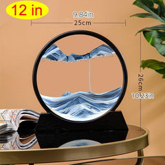 Sea Art Landscape Round Flow Sand Painting Glass Craft Home Decor 3D Hourglass