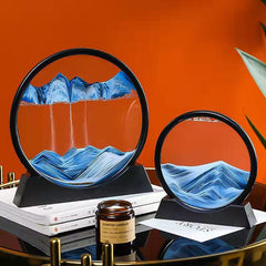Sea Art Landscape Round Flow Sand Painting Glass Craft Home Decor 3D Hourglass