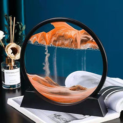 Sea Art Landscape Round Flow Sand Painting Glass Craft Home Decor 3D Hourglass