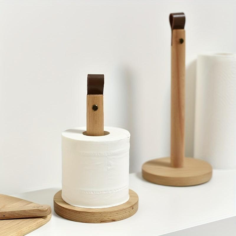 Wooden Paper Towel Holder for Countertop Kitchen & Bathroom
