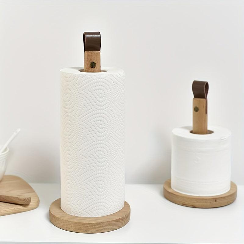 Wooden Paper Towel Holder for Countertop Kitchen & Bathroom
