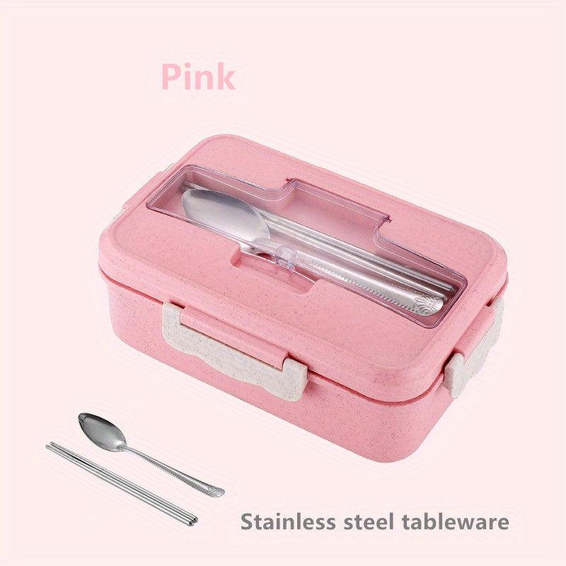 Square Divided Bento Box Leakproof Container with Spoon and Chopsticks