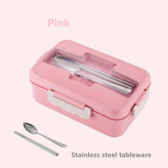 Square Divided Bento Box Leakproof Container with Spoon and Chopsticks
