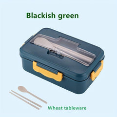 Square Divided Bento Box Leakproof Container with Spoon and Chopsticks