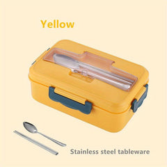 Square Divided Bento Box Leakproof Container with Spoon and Chopsticks
