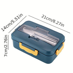 Square Divided Bento Box Leakproof Container with Spoon and Chopsticks