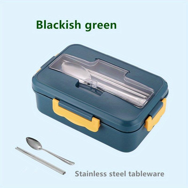 Square Divided Bento Box Leakproof Container with Spoon and Chopsticks