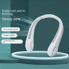 Portable Hanging Neck Fan USB Rechargeable Silent for Sports Office Home Use