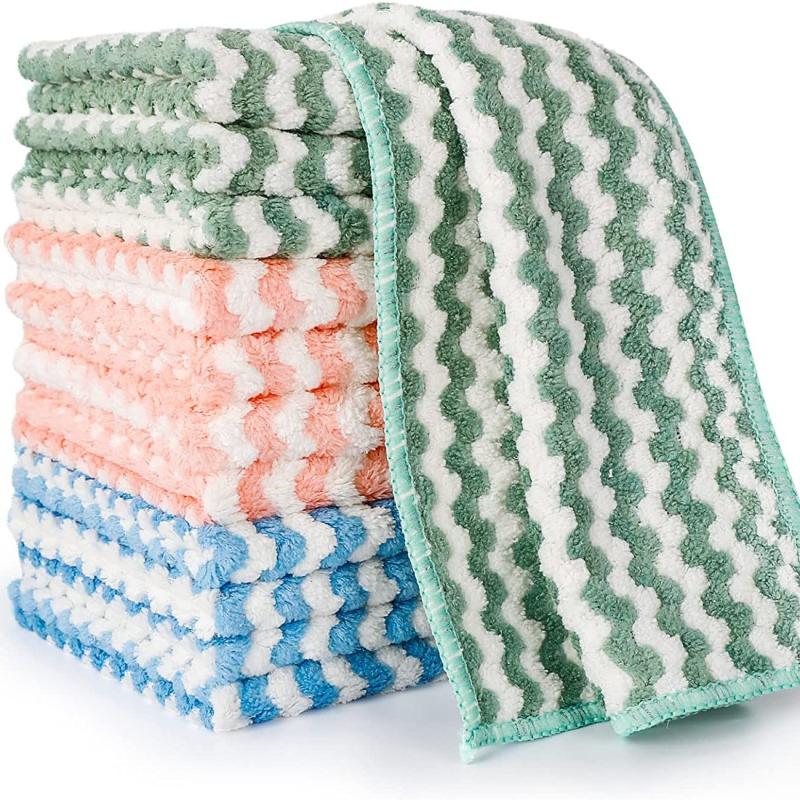 12 Bamboo Charcoal Kitchen Dish Towels - Fast Drying & Washable